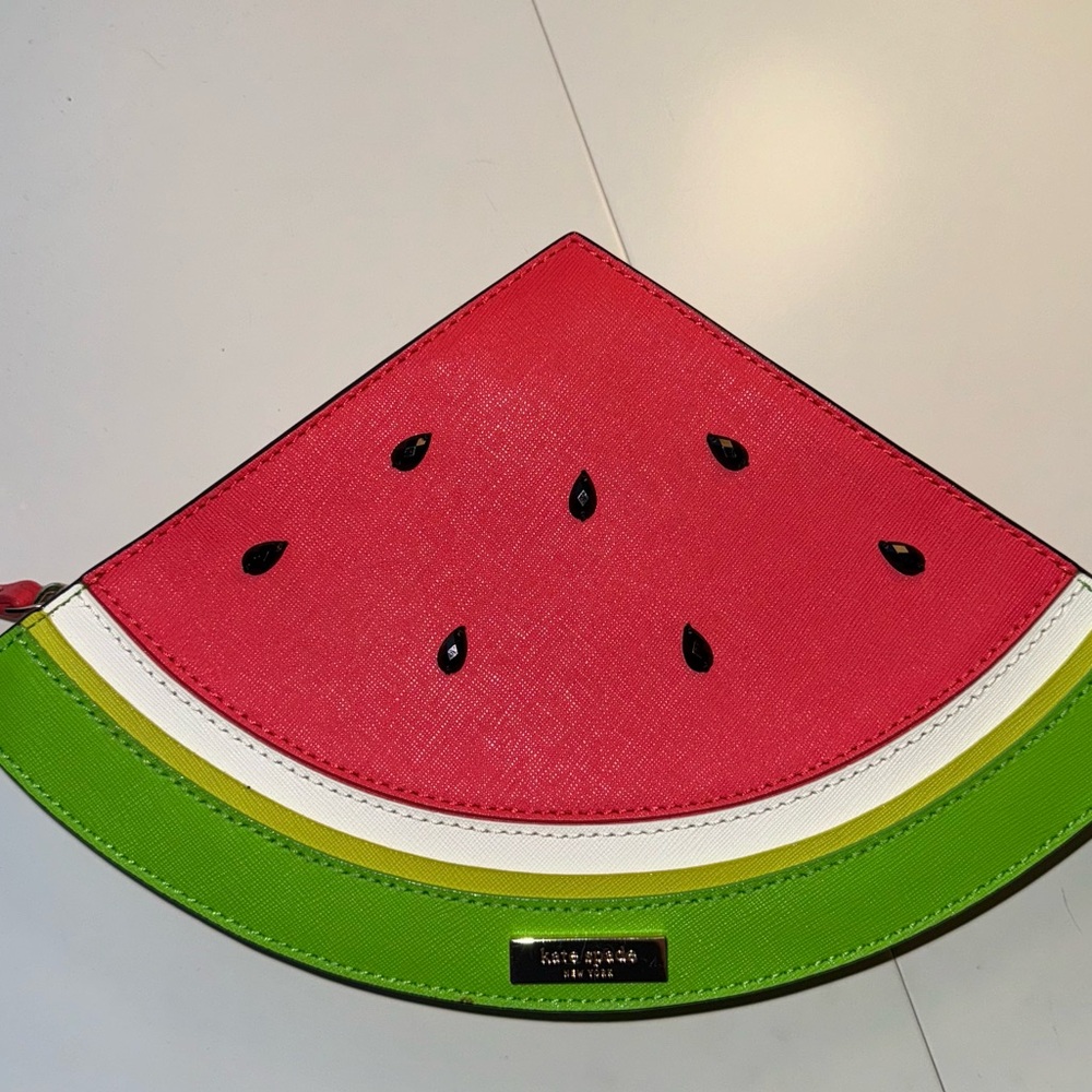 Kate Spade Make A Splash Watermelon Leather Clutch Bag